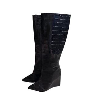 Schutz Asya Up Wedge Pointed Toe Knee-High Boots Women’s US 6.5 In Box